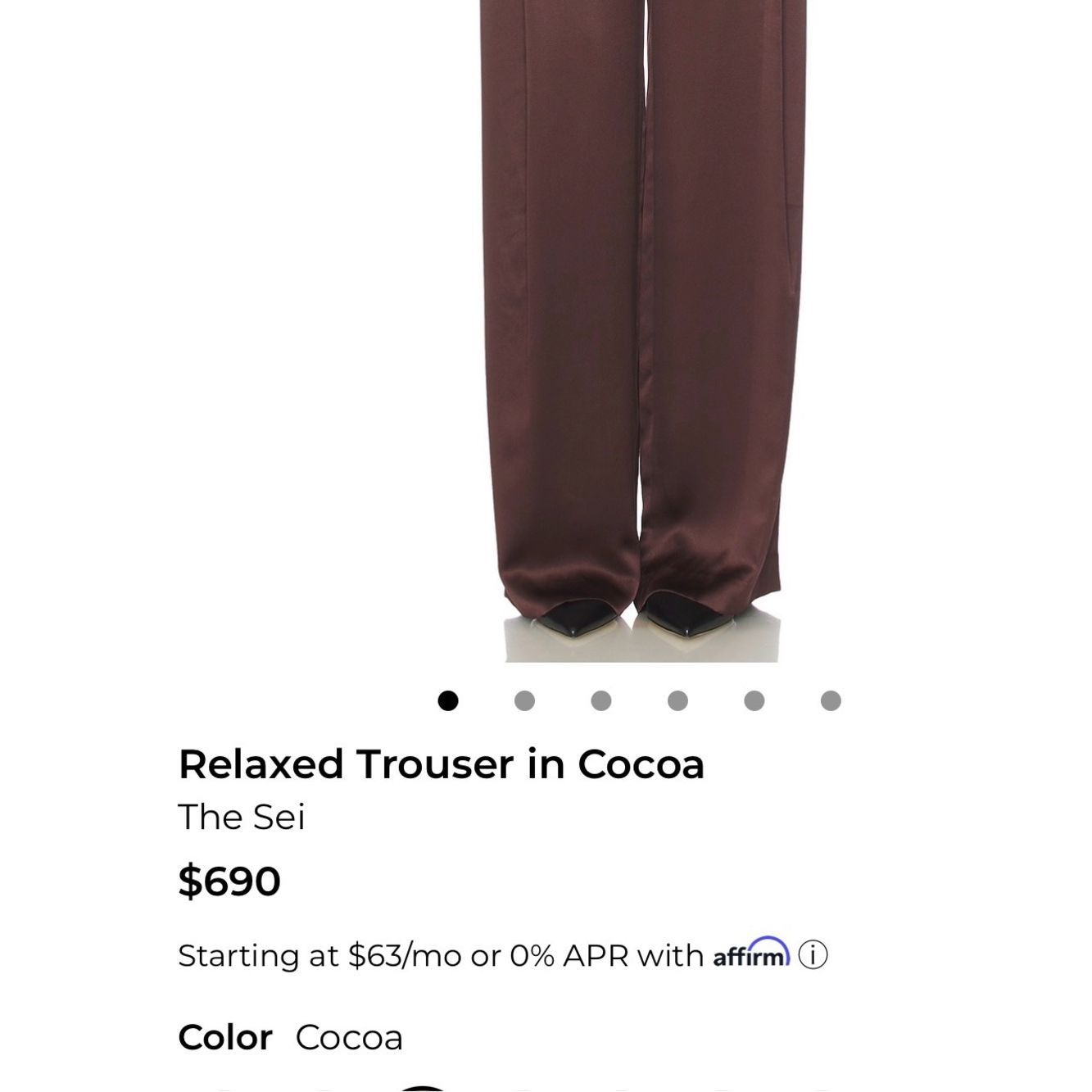 Nwt The Sei Relaxed Wide Leg Trouser In “Cocoa” Brown — image 2 of 7